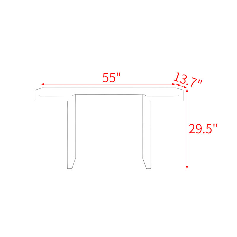 Modern minimalist Italian-style console table, 29.5" H x 55" W x 13.7" D
