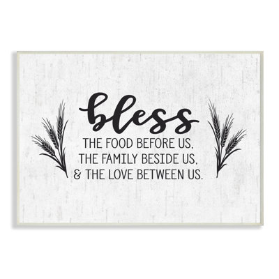 «Bless The Food and Family with Wheat Subtle Birch Typographie», impression