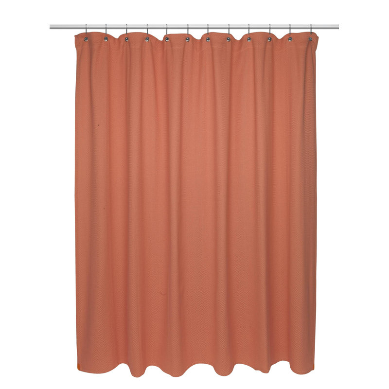 Rideau de douche simple 100% coton Waukegan, H 84 po x l 72 po, Lin foncé