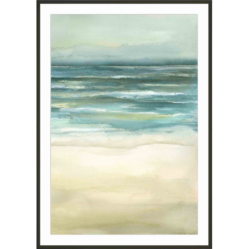 " Tranquil Sea III " by Jennifer Goldberger Painting Print, Black, 36"H x 36"W