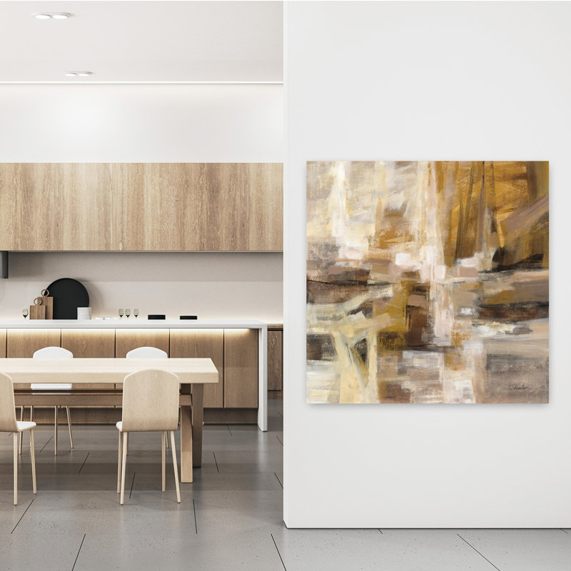 Ensoleillé contemporain avec art abstrait noir, H 48 po x l 48 po