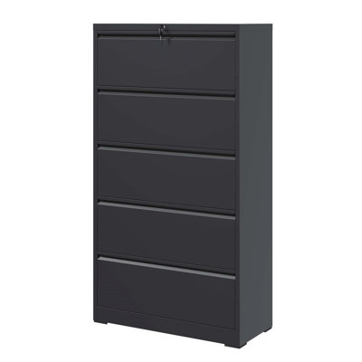 Office Storage Cabinet, Metal File Cabinet With 5 Drawers, Lockable Filing Cabinet For Home Office, Lateral Filing Cabinet For Storage
