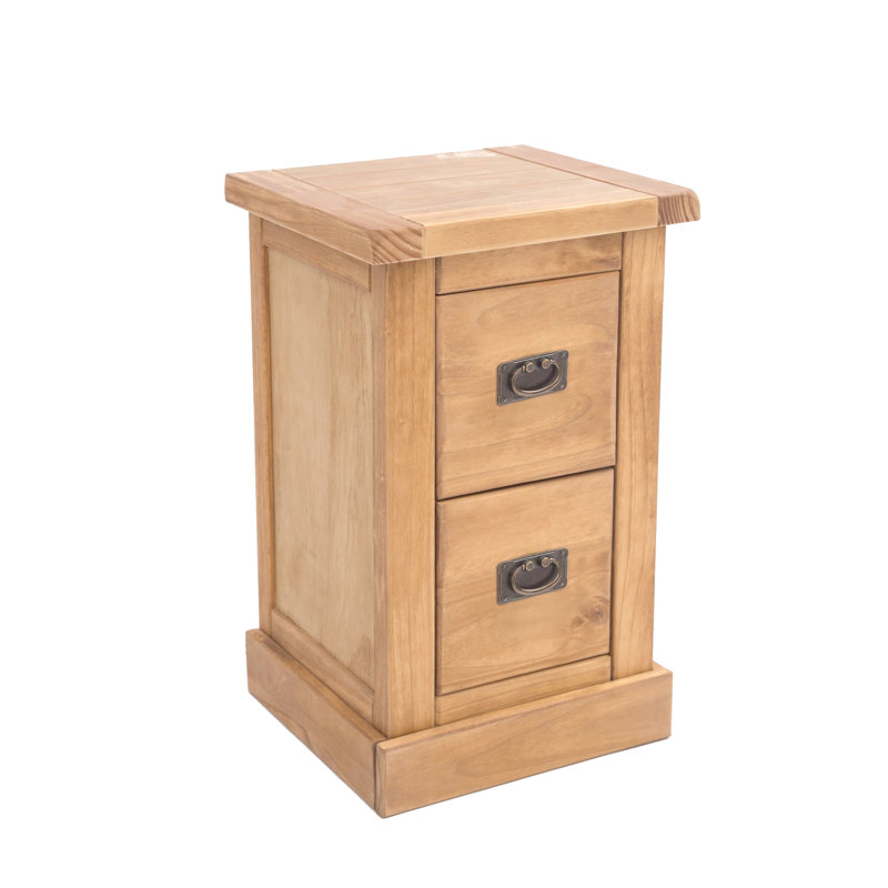 35cm W Plywood / Laminate Board Bedside Table, Waxed, Brass Handle