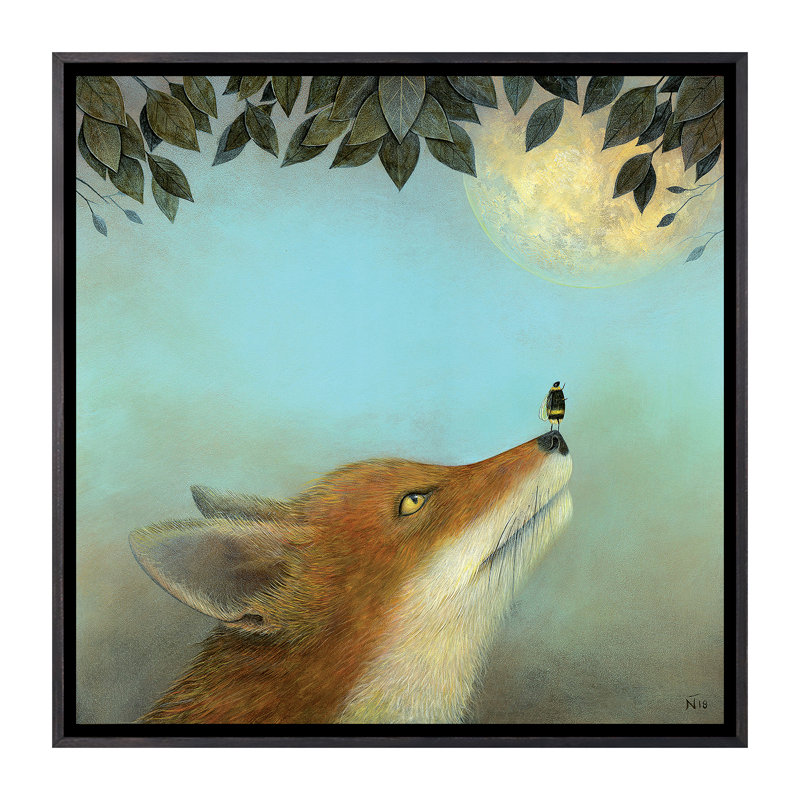 «Touching the Moon» par Neil Thompson - impression d'art graphique, Toile avec cadre noir patiné, H 18 po x l 18 po x 1,5 po