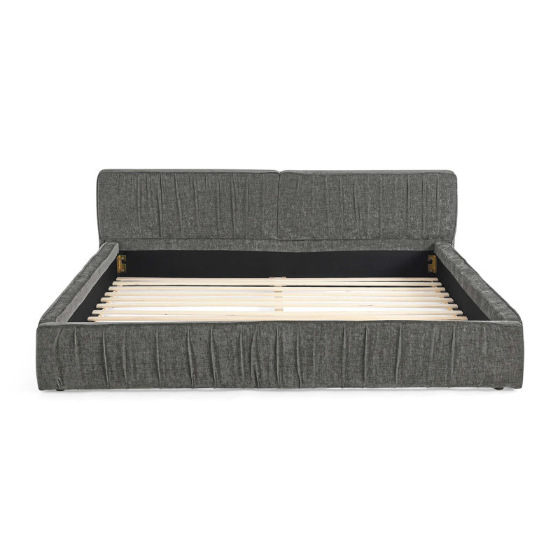 Queen Size Upholstered Bed Frame, Gray