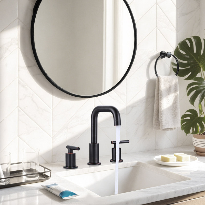 Widespread Faucet 2-Handle Bathroom Faucet With Drain Assembly, Oil Rubbed Bronze