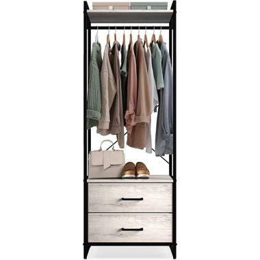 Tathan 55'' Freestanding Wardrobe Rack with 2 Drawers 17 Stories