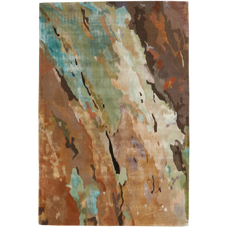 Tapis brun moderne fait à la main Versailles, Rectangle 8 pi 6 po x 11 pi 6 po