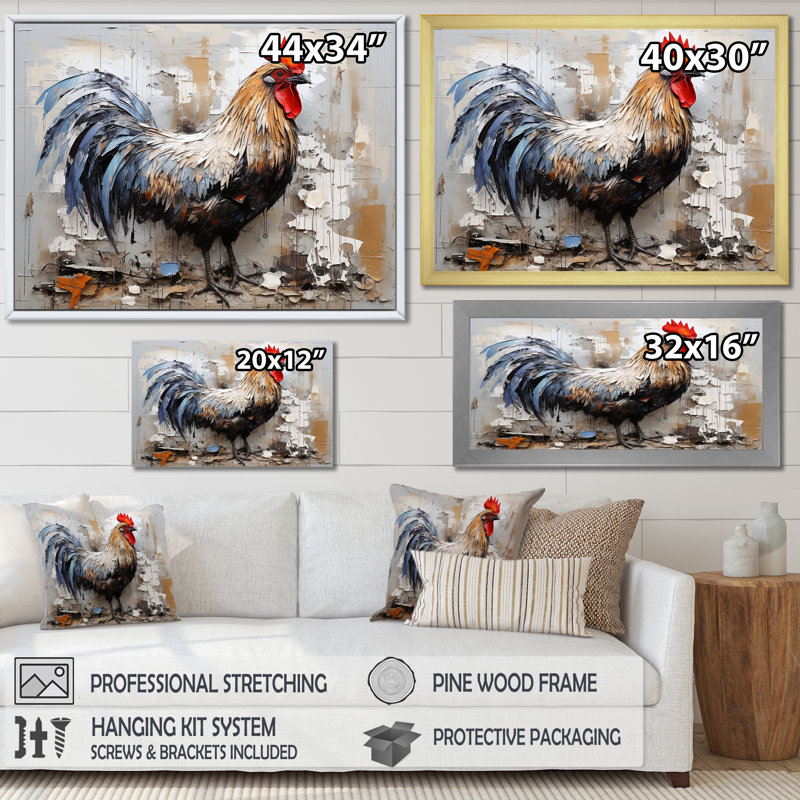 Loyal Rooster Portrait III - Rooster Animal Wall Decor, 30" H x 40" W x 1.5" D, Wrapped Canvas