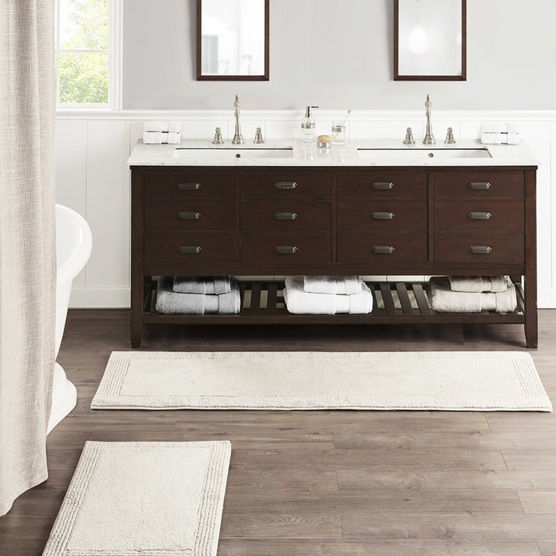 Tapis pour salle de bain réversible 100% coton 3000 g / m², 24 x 72 po, naturel, avec un tapis naturel moelleux 24 x 72 po, GSM, réversible, assure un pas