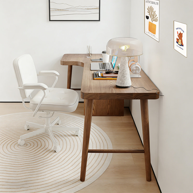 Bureau d'angle en bois massif, Retour à gauche, 29.53" H x 55.12" W x 31.5" D