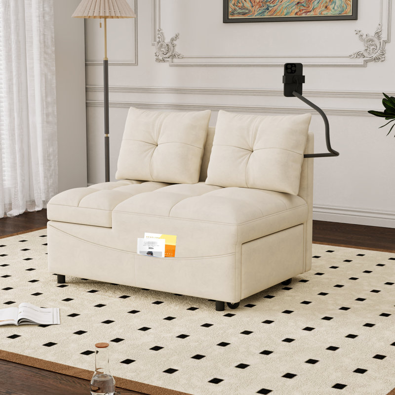 1 fauteuil convertible en velours beige, avec dossier réglable et réglable pour les dortoirs, Beige