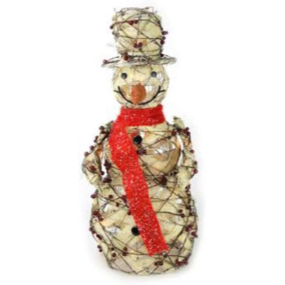 Décoration de Noël 27,5 "bonhomme de neige debout rouge et beige avec baies