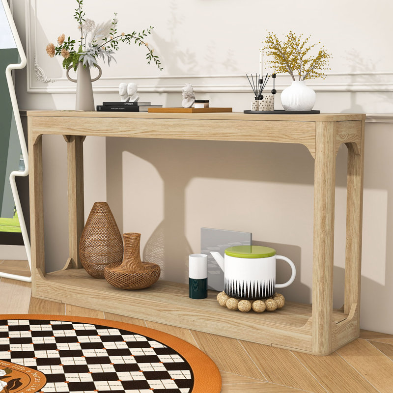 Console sophistiquée moderne avec tablette ouverte, Naturel