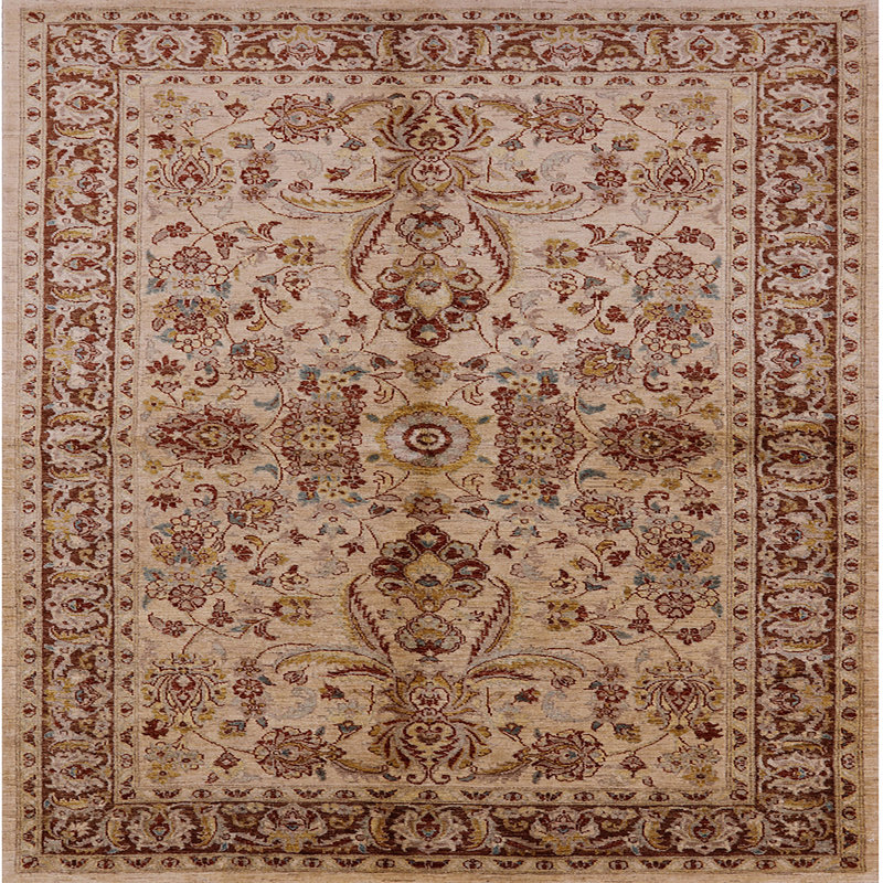 Tapis beige / brun Morella, Carré 8 pi