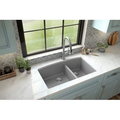 Quartz 32"" x 19"" Undermount 60/40 Double Bowl Kitchen Sink -  MSI, WAY-QTZ-DBSNK-6040-002