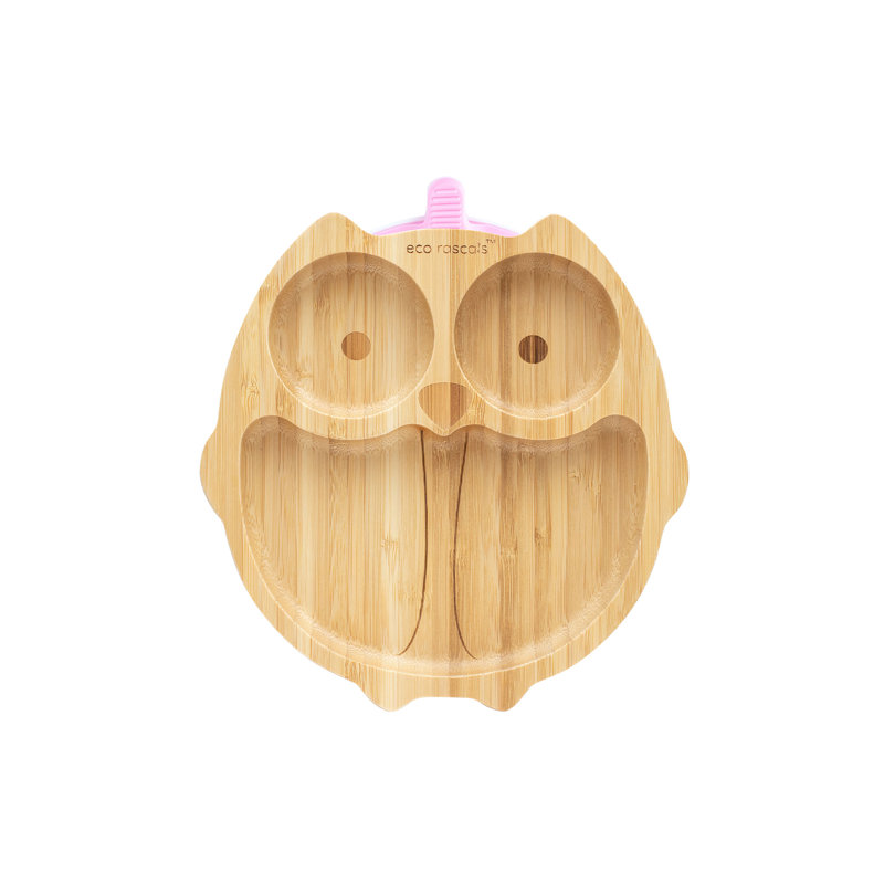 Bamboo Owl Plate, Pink