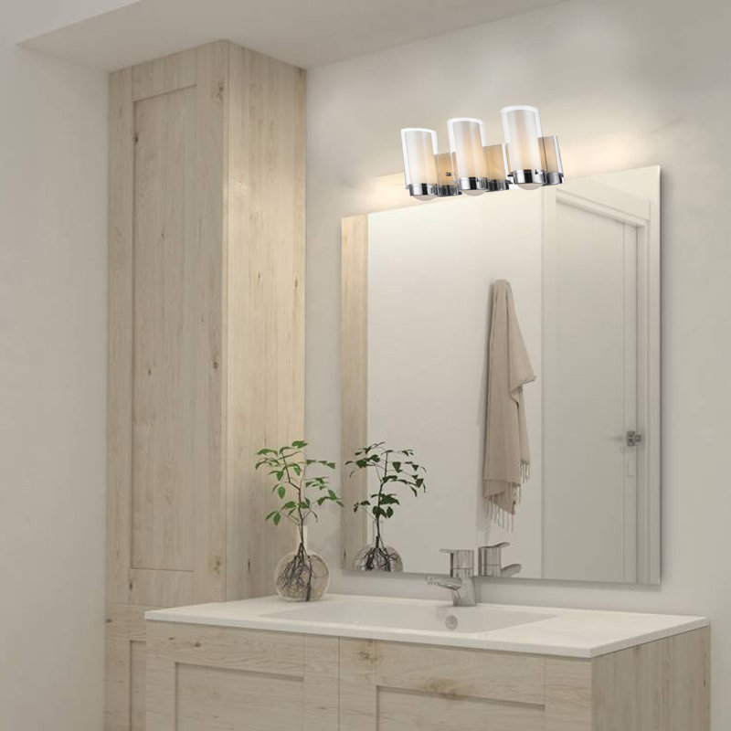 3-Light Satin Nickel Wall Sconce With Clear Glass Shades, 7.5" H x 21.5" W x 5.25" D, 3 Lights, Satin Nickel