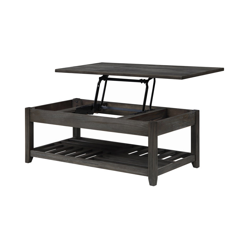 Aydia Rectangular Coffee Table with Lift Top in Gray