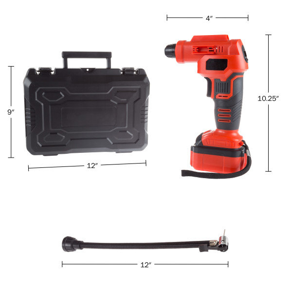 Stalwart Automatic Air Compressor - Cordless Tire Inflator with Lithium Battery and Carrying Case for Cars, Bikes, and Sports Equipment