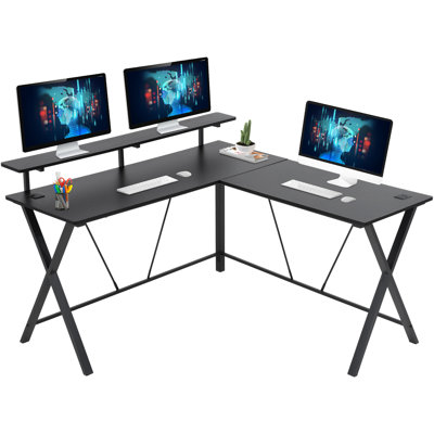 L-Shaped Metal Base Computer Desk
