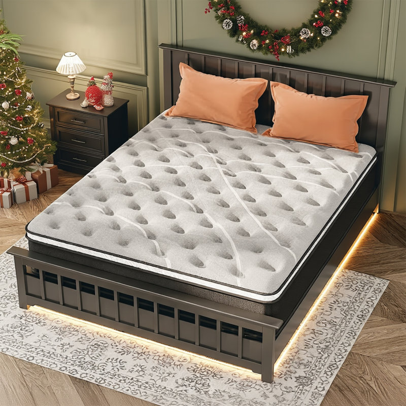 12 Inch Mattress, Memory Foam Hybrid Mattress in a Box, Pocket Springs for Pressure Relief, Medium Firm, Fiberglass Free, 10"