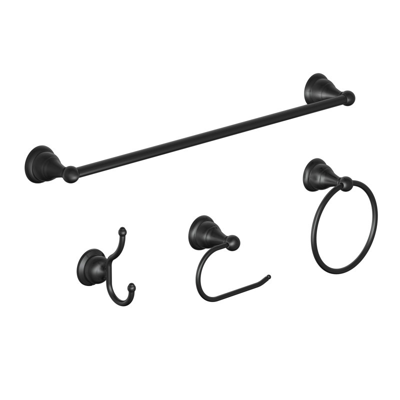 4 - Piece Bathroom Hardware Set, Satin Black