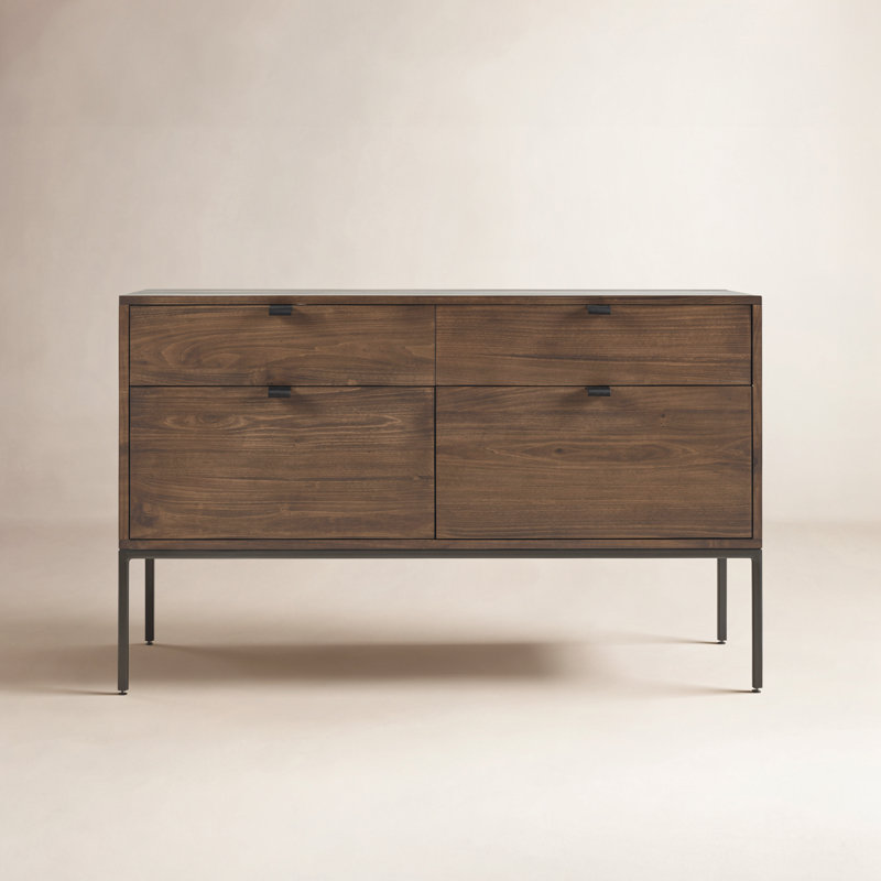 Trey 4 - Drawer Solid Wood File Cabinet, Brown