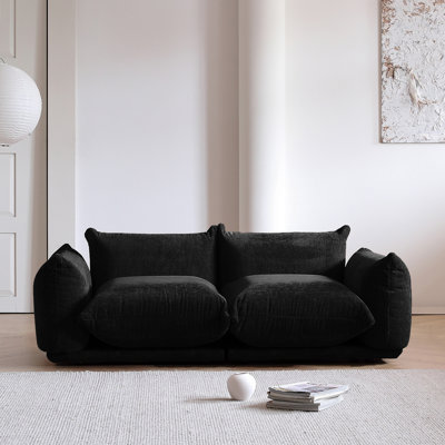 Minarik 2-Seat Chenille Fabric Upholstered Round Arm Sectional Loveseat