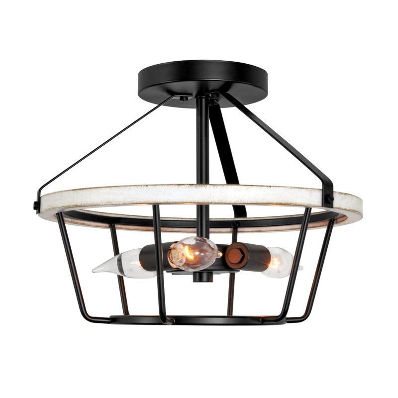Plafonnier semi-encastré 3 lumières 12,5 po Baptiste, Bois de frêne blanc