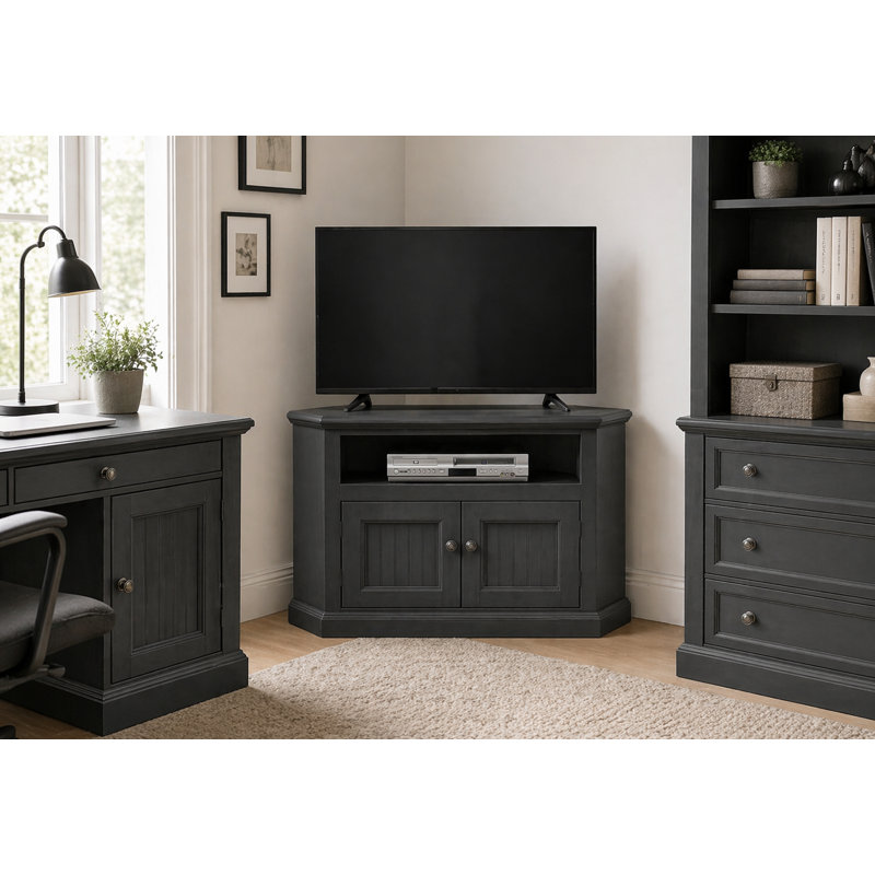Berkhamstead Unfinished Corner TV Stand for TVs up to 48", Black