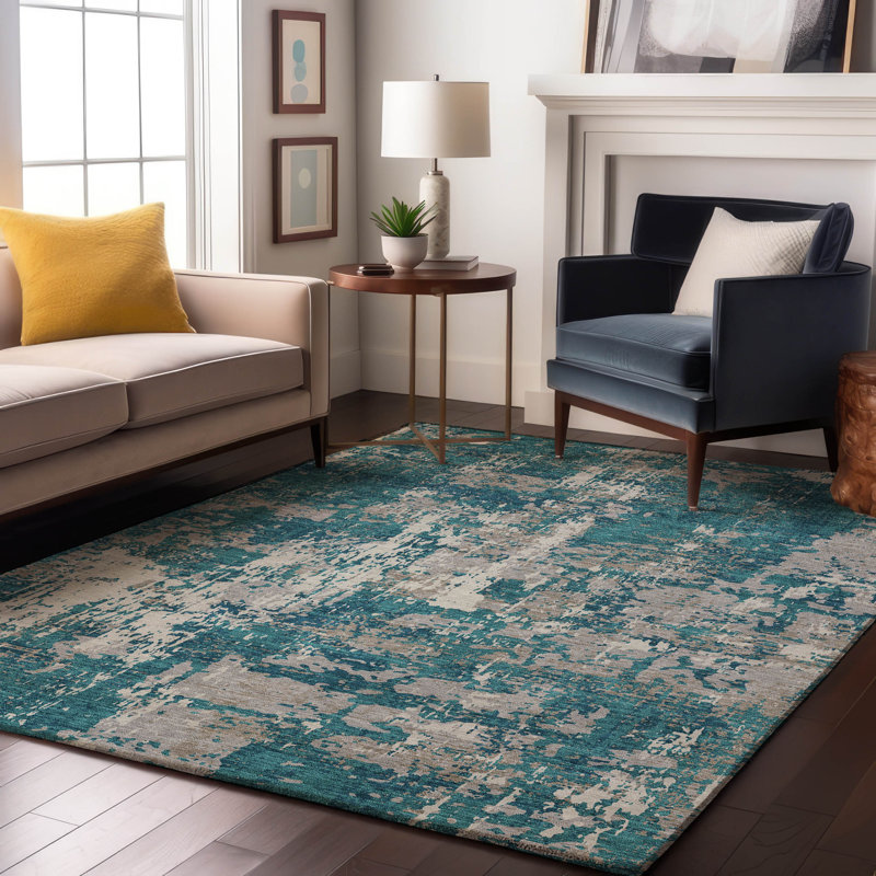 Tapis abstrait lavable à la machine de qualité supérieure Mayfield AMF1008, Rectangle 9 pi x 12 pi