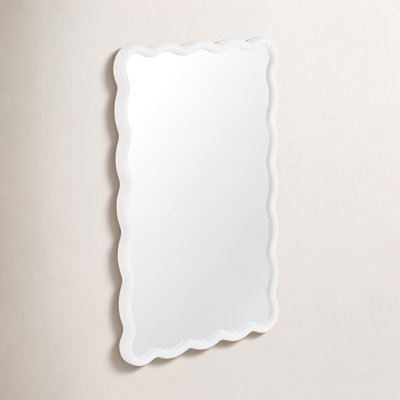 Allurine Wavy Solid Wood Accent Mirror