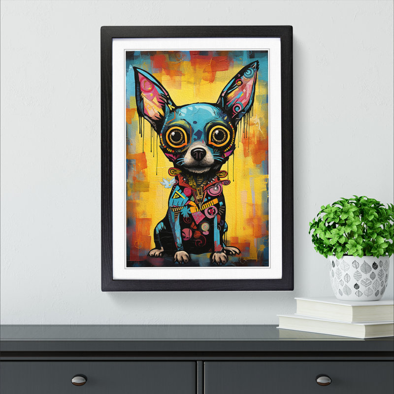 Chihuahua Constructivism - Single Picture Frame Print on Wood, Black Framed, 64cm H x 46cm W x 2cm D