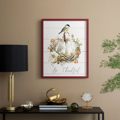 «Be Thankful Bird», reproduction encadrée - bois massif
