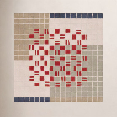 Elswick Gray Red Hand-Tufted Geometric Wool Rug