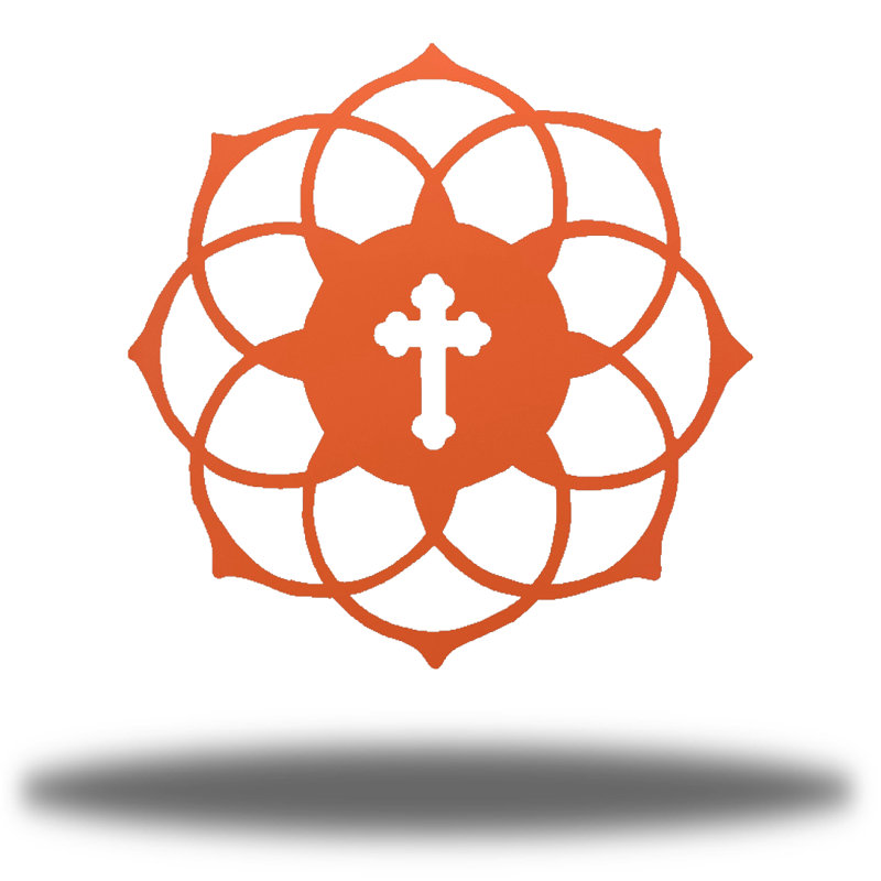 Décoration murale croix de mandala, Corail, H 30 po x l 30 po x P 0,06 po