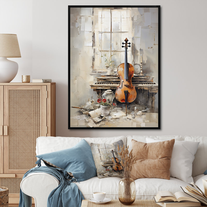 Clarinet Classique Timeless Taupe III sur toile, Cadre flottant noir, H 32 po x l 24 po x P 1 po