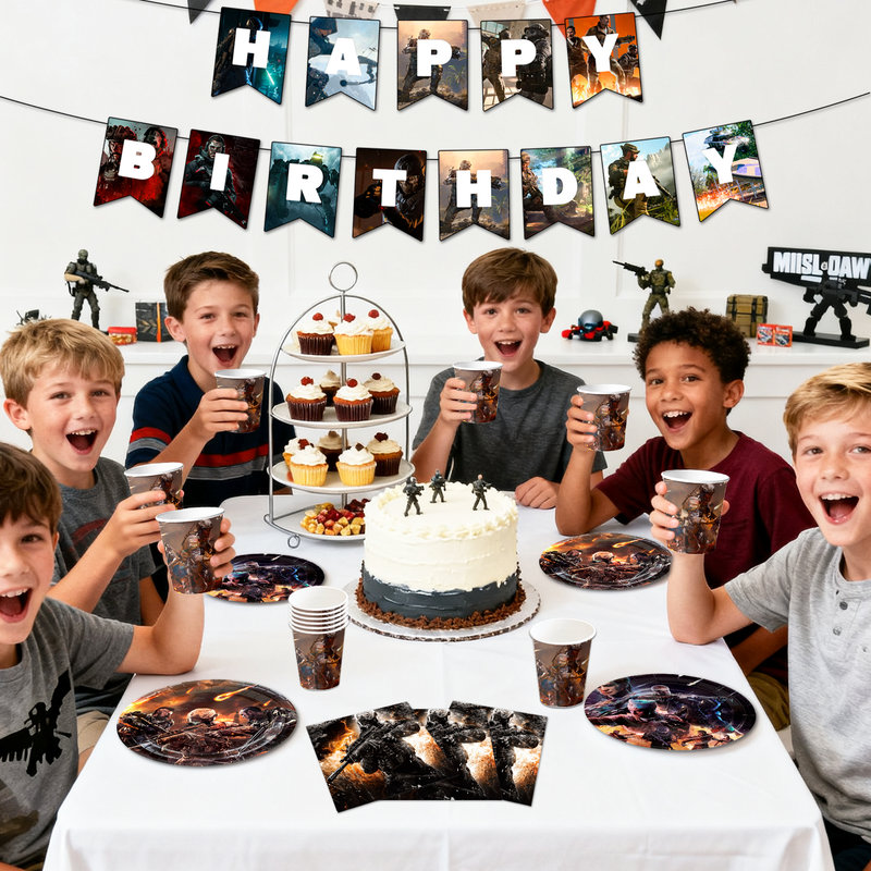 78 Pcs Call of Duty Birthday Decorations Tableware, Call of Duty Party Supplies