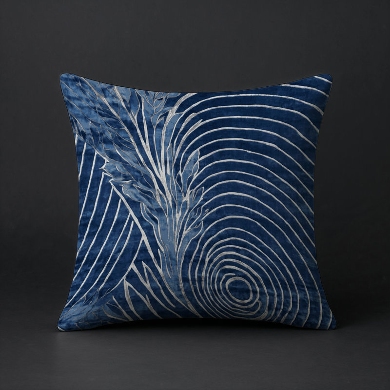 Coussin décoratif intérieur et extérieur Modern, Bleu abstrait 15, Carré 18 po