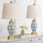 Engelbertus Base 22” Blue White Porcelain Jar Lamp Set With Chrome Base