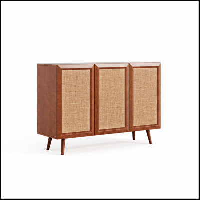 Console multimédia d'entrée avec charme campagnard, tablettes et portes spacieuses pour les salons modernes