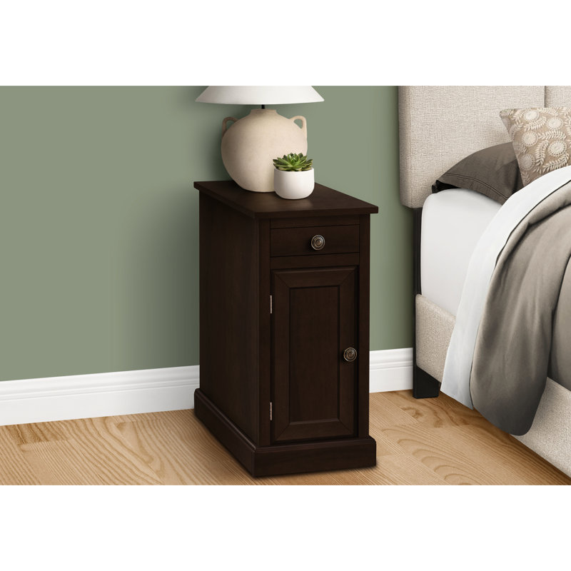 Mobilier décoratif de chambre à coucher étroite - Placage brun avec armoire de rangement pour table de chevet