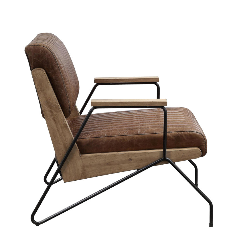 Chaise d'appoint cacao et fer mat avec pieds en métal