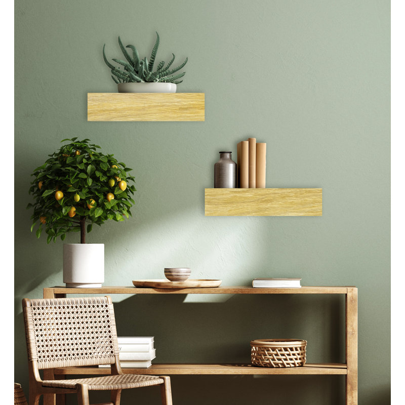 Jadeth 2 Piece Oak Floating Shelf, 5" H x 20" W x 4" D, Natural