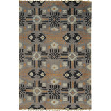 Gray Hand-Knotted Wool Stylized Floral Medallion Geometric Modern Contemporary Carpet Rug