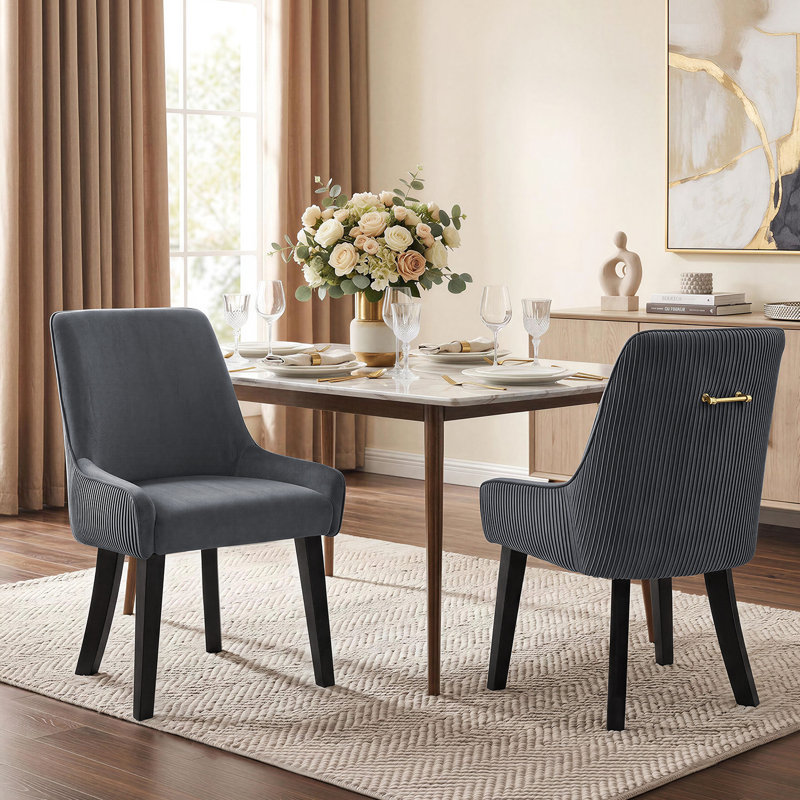 Dining Chair 47 H Upholstered Dining Chair in Grey