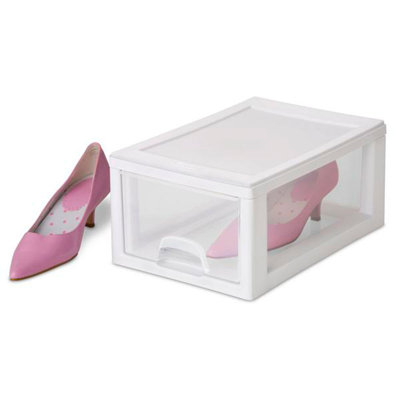 Sterilite Clear & White Plastic Storage Bin with One Drawer