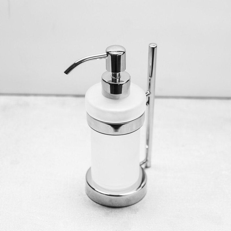Smart Soap Dispenser - Free Standing - 3" Brass/Glass/Polished Chrome