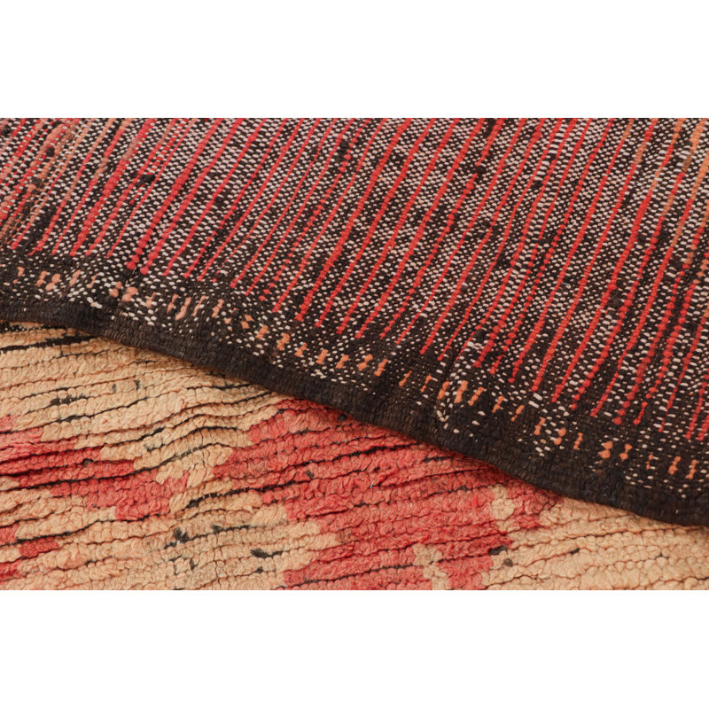 Vintage Moroccan Rug, Pink & Beige With Geometric Patterns - Rug & Kilim